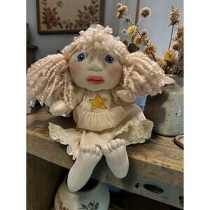 Elegantly Primitive Angel Doll 15” Handmade Cloth Folk Art Cottagecore Decor